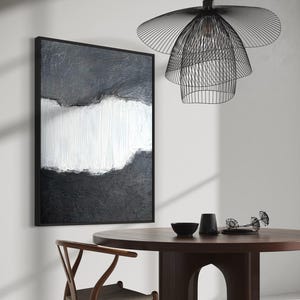 Textured Abstract Canvas Art: Gray, Black and White - Modern Minimalist Artwork