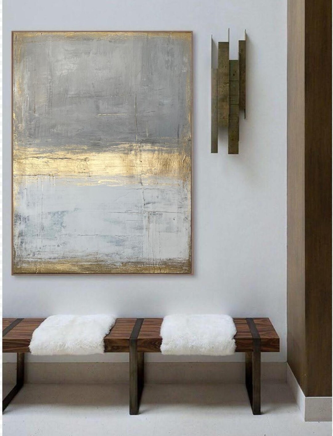 Extra Large Original Textured Painting on Canvas Grey Abstract Wall Art ...