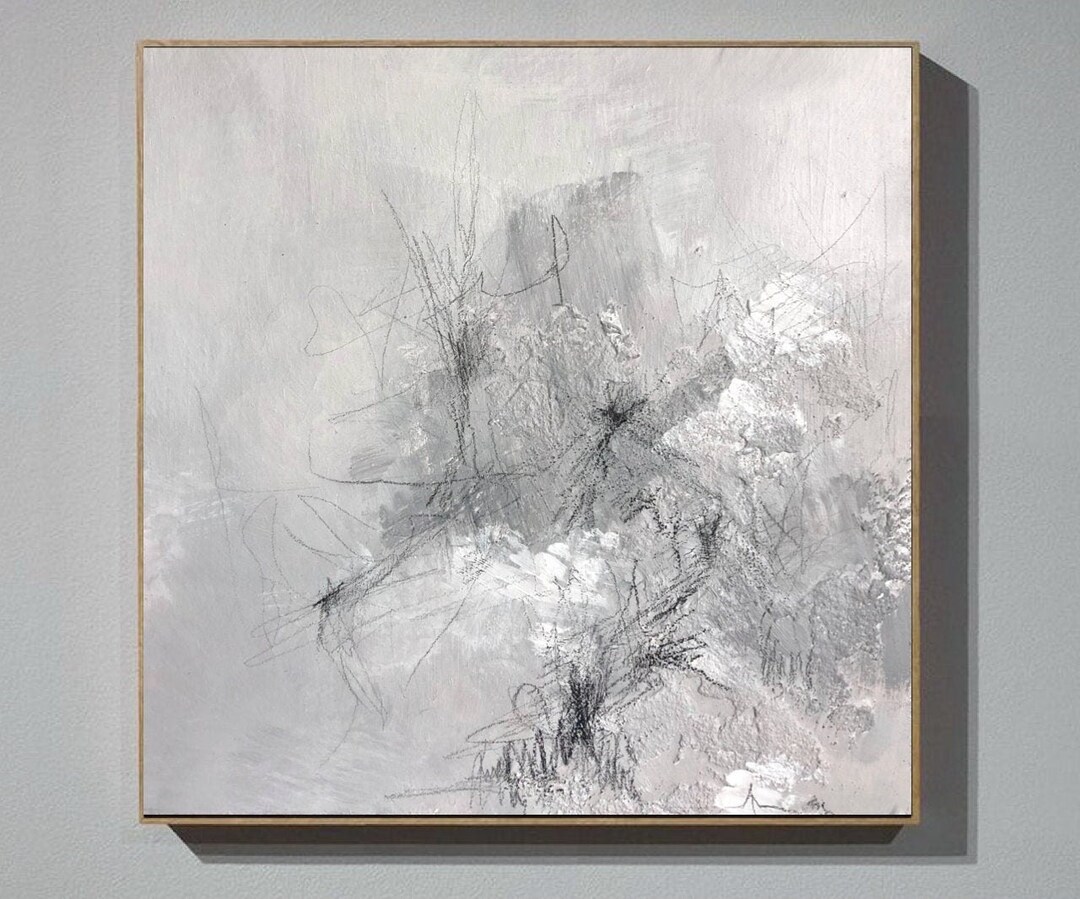 Gray Abstract Painting: Large Textured Wall Art on Canvas - Etsy