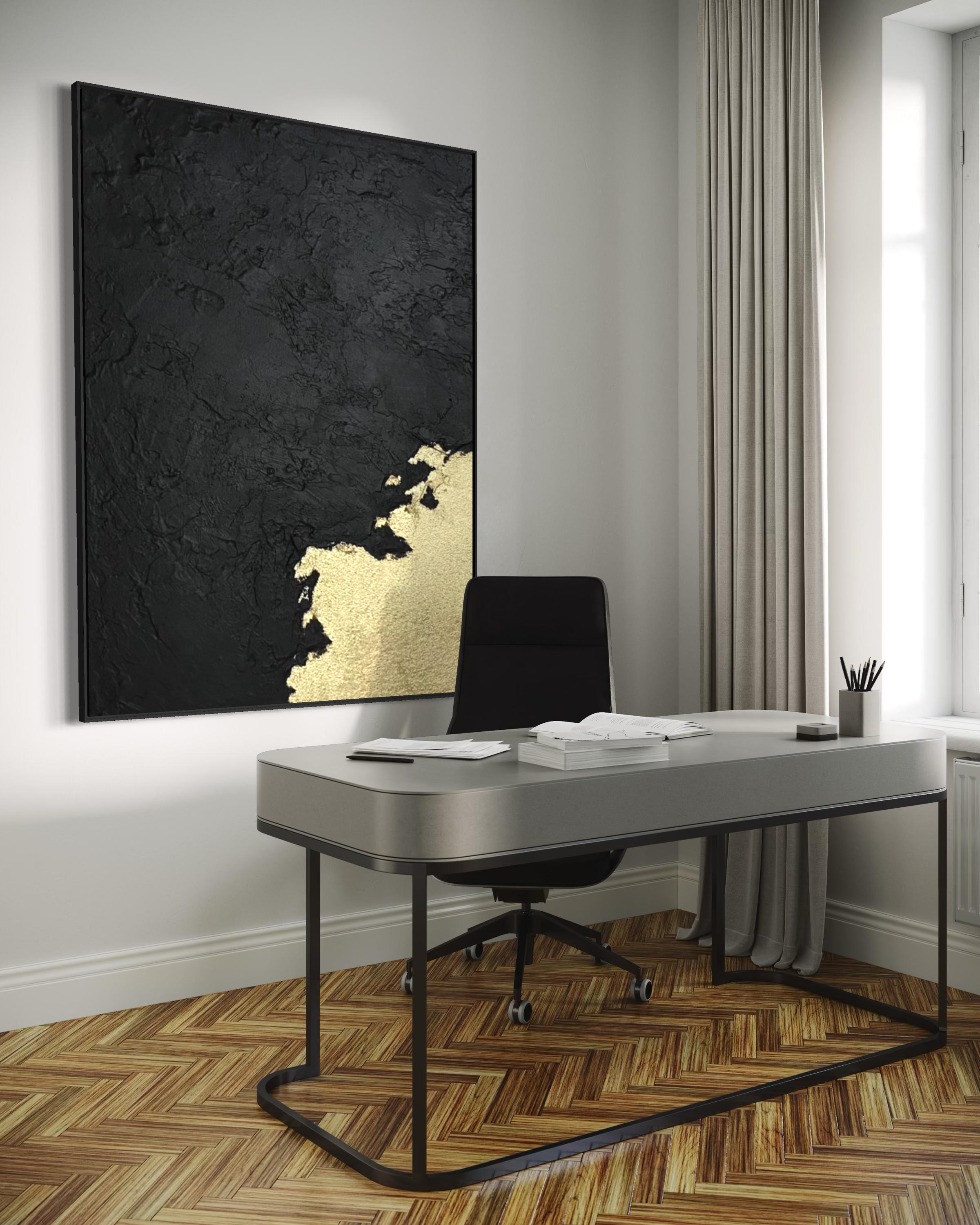 Black and Gold Abstract Wall Art - Textured Handmade Canvas - Etsy