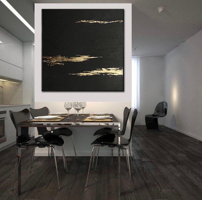 Black Gold Abstract Painting on Canvas Extra Large Wall Art - Etsy