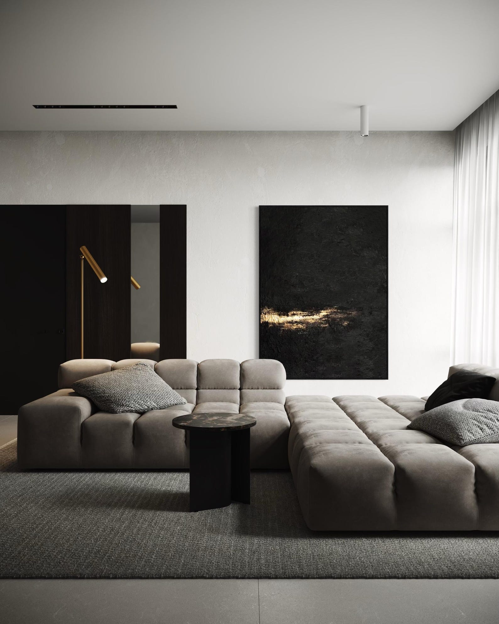 Visual Reference: Art Deco Abstract Painting For Apartment Black And Gold Textured