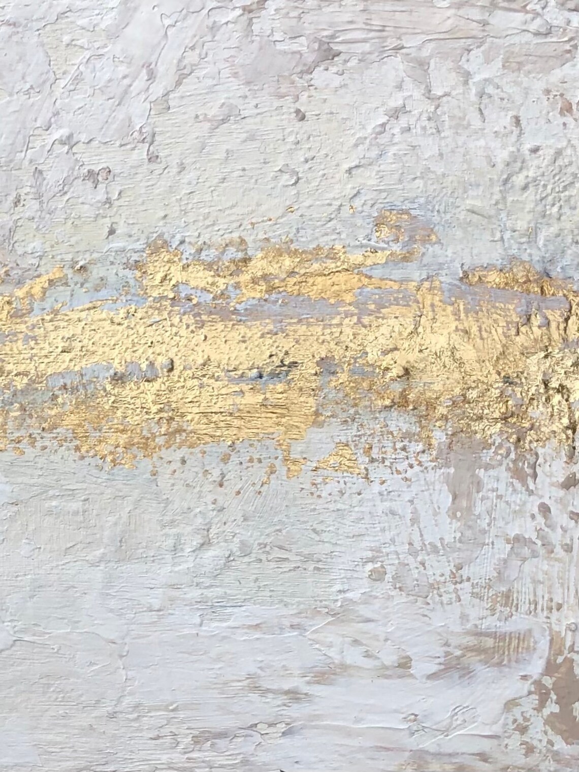 Canvas Abstract Art Original Beige and Gold Leaf Painting on Canvas ...