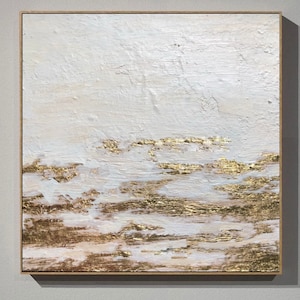Beige Gold Abstract Painting Original Large Gold And Beige Wall Art Abstract Paintings On Canvas Gold Leaf Art Beige Abstract Art Modern