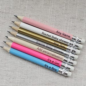 Personalized Baby Shower Pencils -Baby Shower, Baby Boy, Baby Girl, Blue, Pink, Gender Reveal, Pencils, Party Favours, Gift, Mum To Be,