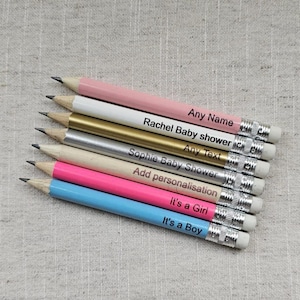 Personalised Baby Shower Pencils- Baby Shower, Baby Boy, Baby Girl, Blue, Pink, Gender Reveal, Pencils, Party Favours, Gift, Mum To Be,Gifts