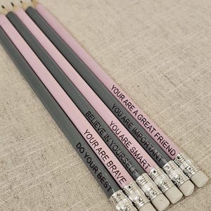 Custom Affirmation Pencils: Positive Stationery Gift Set, Set of 6, Be Kind, Pencil Gift, Words of Affirmation, Encouragement Gift
