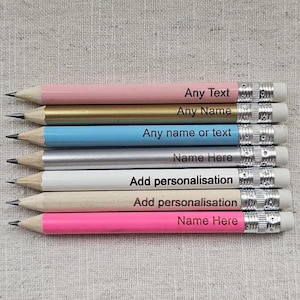 Personalised Mini Favour Pencils: Custom Birthday Party Gifts, Party Bag Fillers, Party Gifts, Favours for Guests, Bulk Pencils