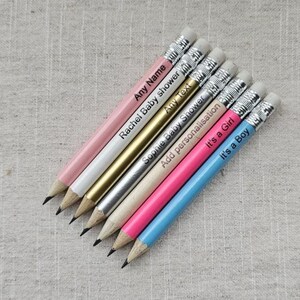 Baby Shower Pencils Pink, Baby Shower Pencils Blue, Wooden Pencil With Eraser, Baby Shower Pencils, Pack of Pencils, Novelty Pencils, Gifts
