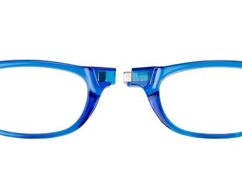 Gafas de lectura magnéticas, gafas de lectura con lazo para el cuello, ligeras y flexibles, color azul.