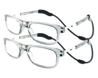 Loopies TWIN-PACK Magnetic Reading Glasses, Prescription Quality, UV Protection, Multi Reflective Lenses, Flexi Comfortable Neck Loop,& Case