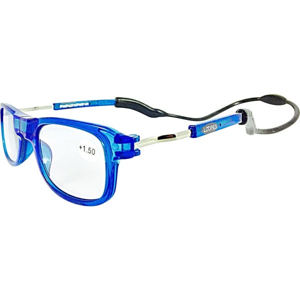 High Quality Loopies Magnetic Reading Glasses "Easy to Find, Hard to Lose" Sky Blue