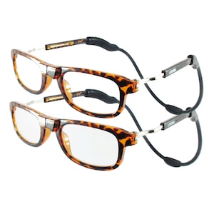 Loopies TWIN-PACK Magnetic Reading Glasses, Prescription Quality, UV Protection, Multi Reflective Lenses, Flexi Comfortable Neck Loop,& Case
