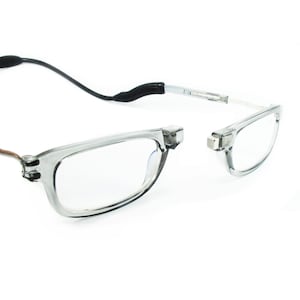 High Quality Loopies Magnetic Reading Glasses &quot;Easy to Find, Hard to Lose&quot; Transparent Grey