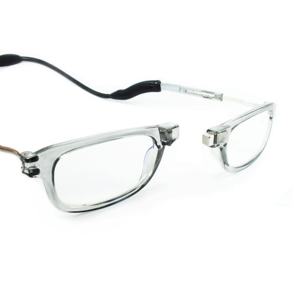 High Quality Loopies Magnetic Reading Glasses "Easy to Find, Hard to Lose" Transparent Grey