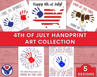 4th of July Handprint Art Collection |  Printable Craft Kit for Kids | 4th of July Independence Day Handprint Art Keepsake