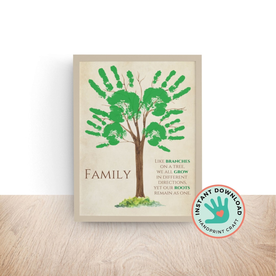 Family Tree Handprint Art Craft | Personalized Gift From Daughter Son ...