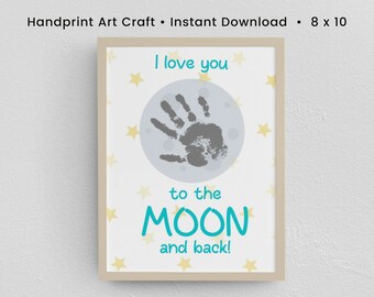 Ik hou van je tot de maan en terug Valentine handafdruk kunst ambacht | DIY Valentijnsknutsels voor kinderen | Kleuterschoolknutsel | Gepersonaliseerd cadeau voor moeder