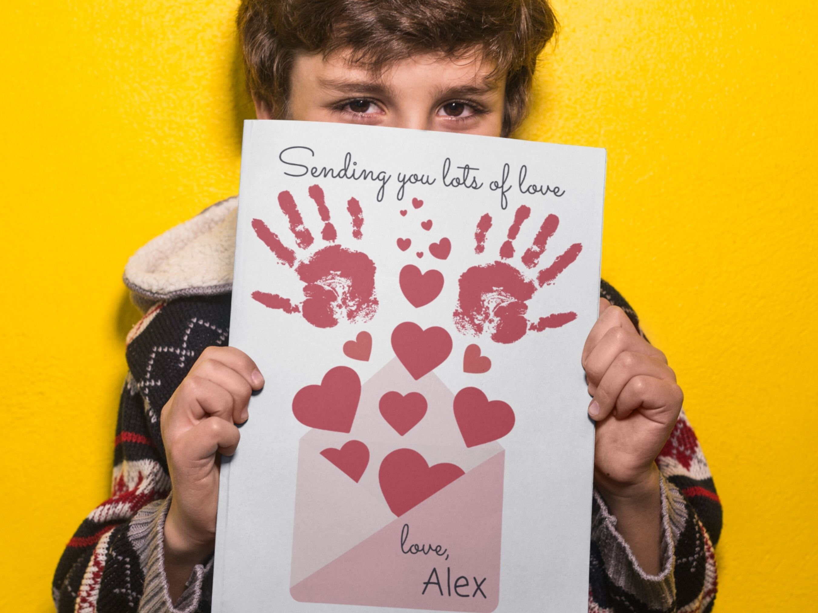 Valentine Mail With Hearts Handprint Art Craft DIY Valentine Crafts for Kids  Preschool Craft Personalized Gift for Grandma 