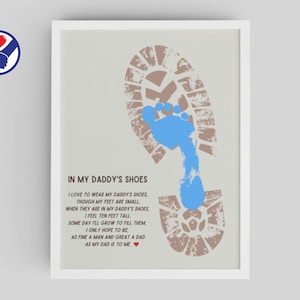 En los zapatos de mi papá Arte con huellas de manos / Regalo de cumpleaños para papá de hijo Artesanía imprimible / Artesanía preescolar para niños pequeños / Arte de recuerdo