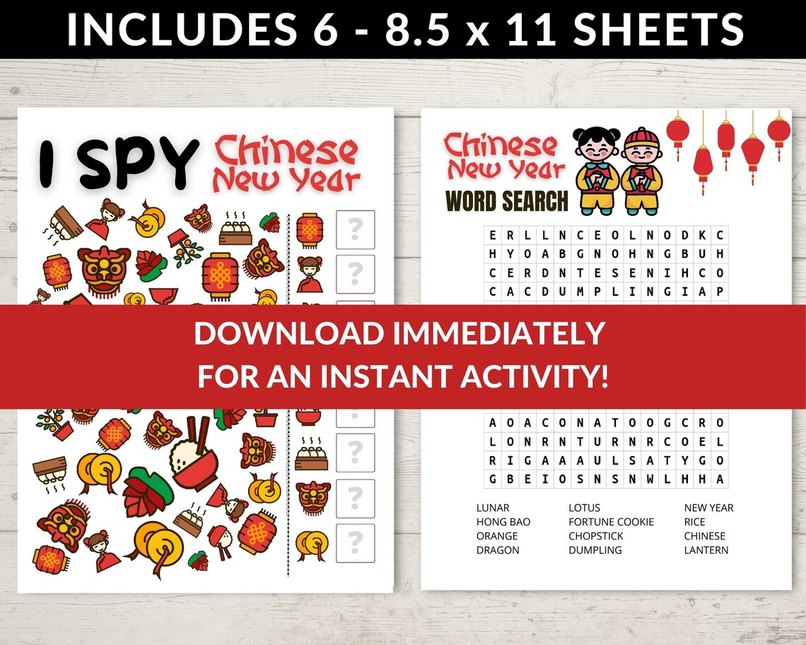 Chinese New Year Printable Lunar New Year Coloring Pages | Etsy