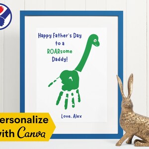EDITABLE Roarsome Dinosaur Printable Handprint Art | DIY Father&#39;s Day Craft | Fathers Day Printable | Handprint Gifts | Handprint Keepsake