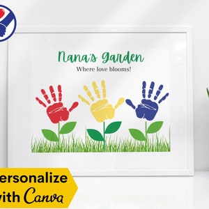 EDITABLE Grandma&#39;s Garden Printable Handprint Art | Personalized Gift for Grandma | Grandma Birthday Gift | Handprint Keepsake