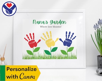 EDITABLE Grandma's Garden Printable Handprint Art | DIY Mother's Day Craft | Mothers Day Printable | Handprint Gifts | Handprint Keepsake