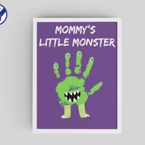 Mommy&#39;s Little Monster Handprint Art | Monster Handprint Printable Craft | Toddler Halloween Craft | Handprint Art Keepsake