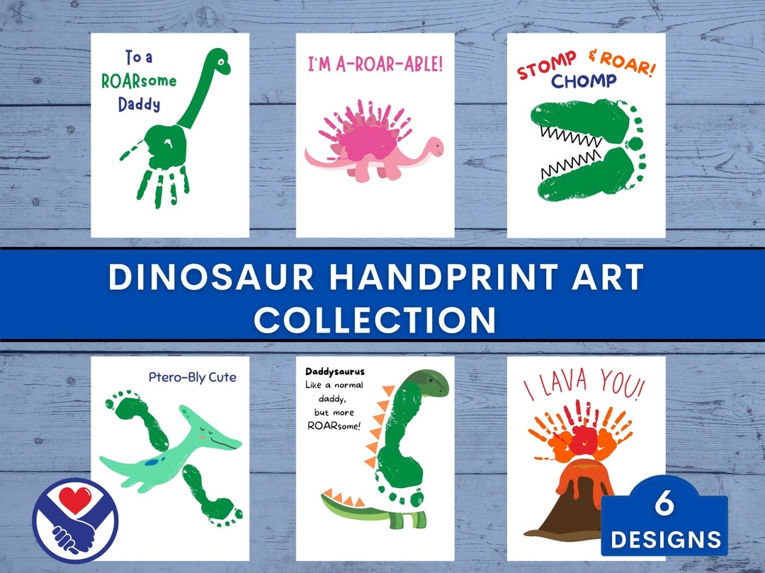 Dinosaur Handprint Art Gift for Dad From Kids Footprint Art