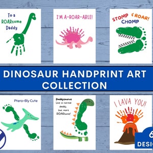Dinosaur Handprint Art | Gift for Dad from Kids | Footprint Art | Personalized Gift from Son to Dad | Baby Keepsake Art