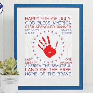 4th of July Handprint Art | Patriotic Word Art Printable | 4th of July Decor | 4th of July Independence Day Handprint Art Keepsake