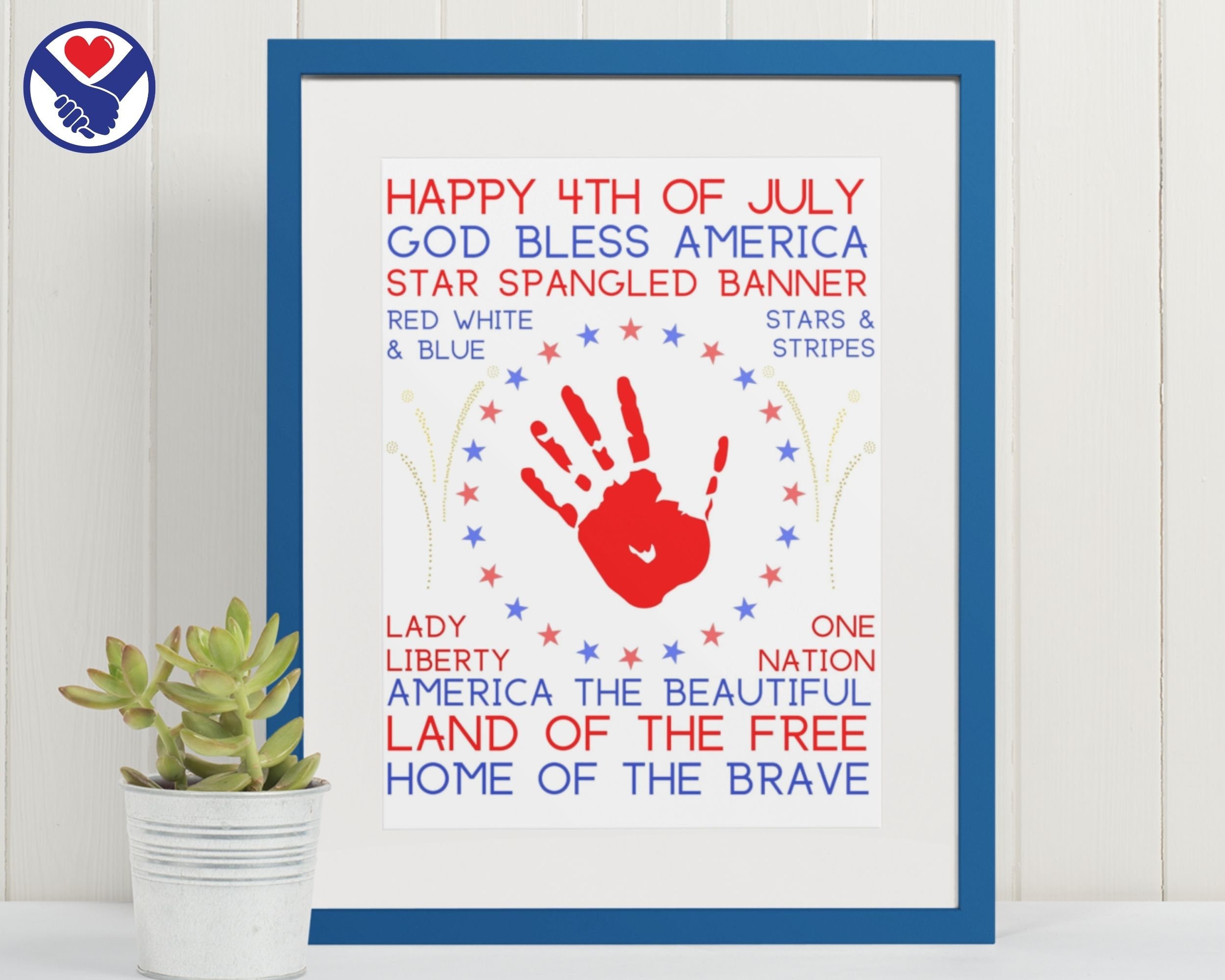 4th of July Handprint Art Patriotic Word Art Printable 4th - Etsy