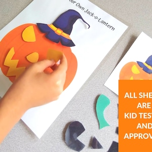 Halloween Jack-O-Lantern Activity Sheets Pumpkin Toddler Printable DIY Pumpkin Craft Preschool Shapes Activity Toddler Busy Book image 4