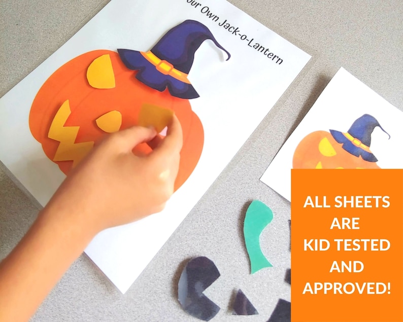 Halloween Jack-O-Lantern Activity Sheets Pumpkin Toddler Printable DIY Pumpkin Craft Preschool Shapes Activity Toddler Busy Book image 4