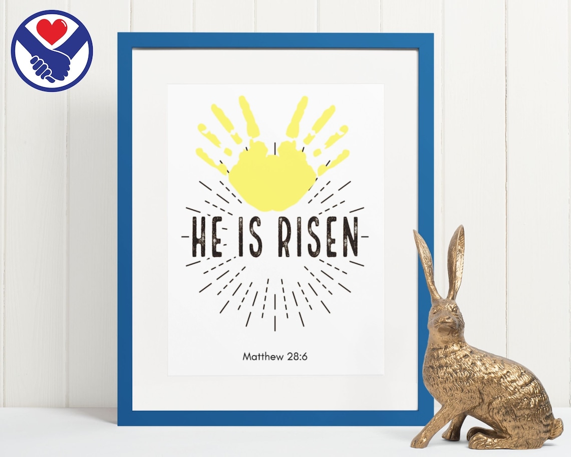 He is Risen Easter Printable Handprint Art DIY Easter Craft Etsy