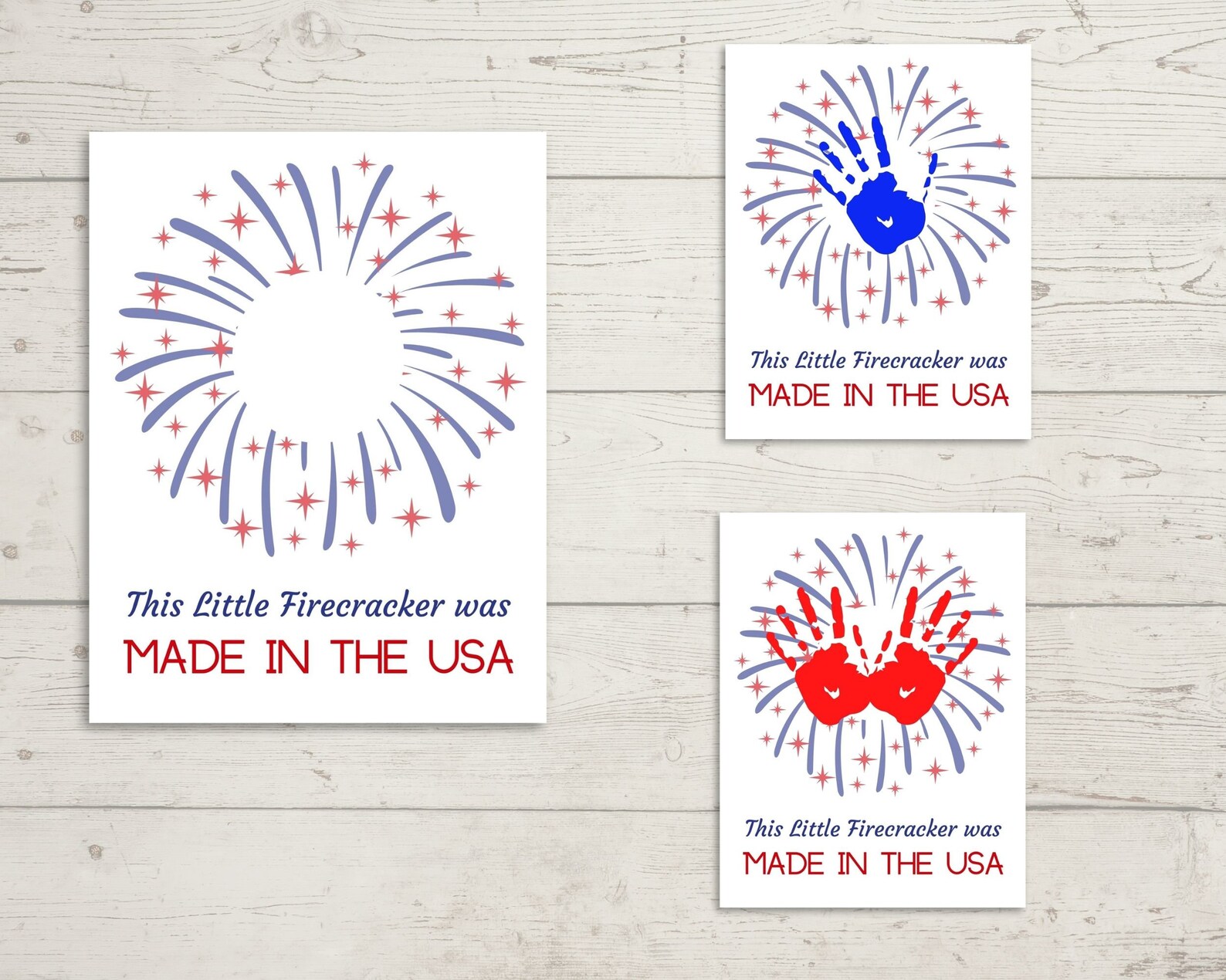4th of July Handprint Art Collection Printable Craft Kit for Etsy