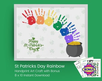 St Patrick's Day Rainbow Handprint Art | Rainbow Handprint Craft | Pot of Gold Toddler Craft | Handprint Keepsake