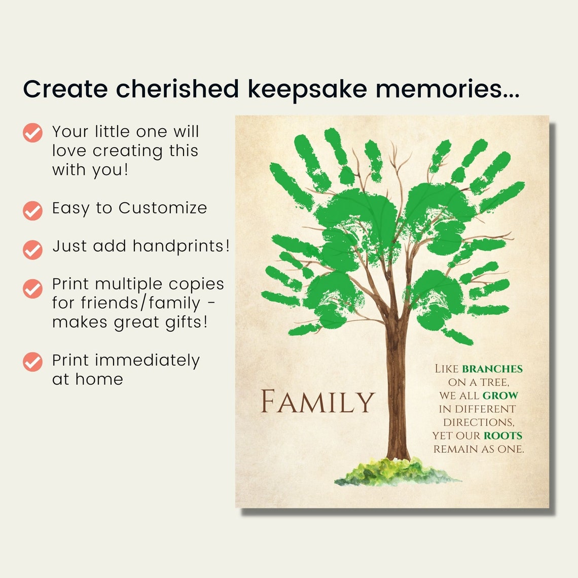 Family Tree Handprint Art Craft Personalized Gift From - Etsy