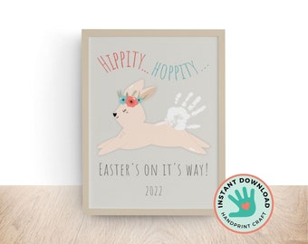 Hippity Hoppity Easter 2022 Handprint Art Craft | My First Easter Personalized Gift for Mom | DIY Greeting Card from Kids