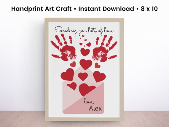 Valentine Mail With Hearts Handprint Art Craft DIY Valentine Crafts for Kids  Preschool Craft Personalized Gift for Grandma 