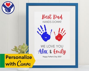 EDITABLE Best Dad Hands Down Printable Handprint Art | DIY Father's Day Craft | Fathers Day Printable | Handprint Gifts