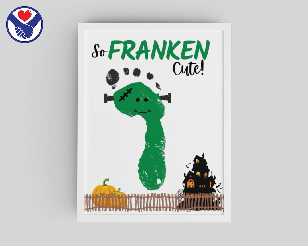 Halloween Frankenstein Handprint Art Frankenstein Handprint Etsy