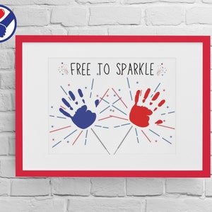 Sparklers 4th of July Handprint Art | Fireworks Sparklers Printable Craft | 4th of July Independence Day Handprint Art Keepsake