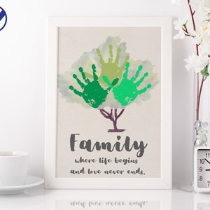 Watercolor Tree Handprint Art | Gift from Kids | Printable Gift for Mom | Handprint Gifts | Handprint Keepsake