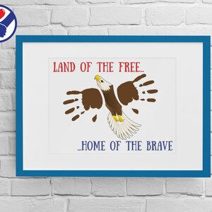 4 juillet Bald Eagle Handprint Art | Artisanat imprimable patriotique de l'aigle à tête blanche | Souvenir d'art de l'empreinte de la main du jour de l'indépendance du 4 juillet