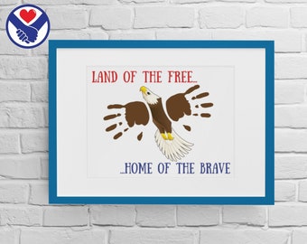 4th of July Bald Eagle Handprint Art | Bald Eagle Patriotic Printable Craft | 4th of July Independence Day Handprint Art Keepsake