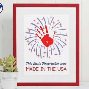 Firecracker Handprint Art | Fireworks Made In The USA Printable | 4th of July Independence Day Handprint Art Keepsake