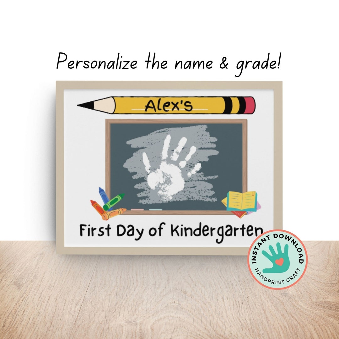 EDITABLE Back to School Chalkboard Handprint Art First Day of School Printable Homeschool