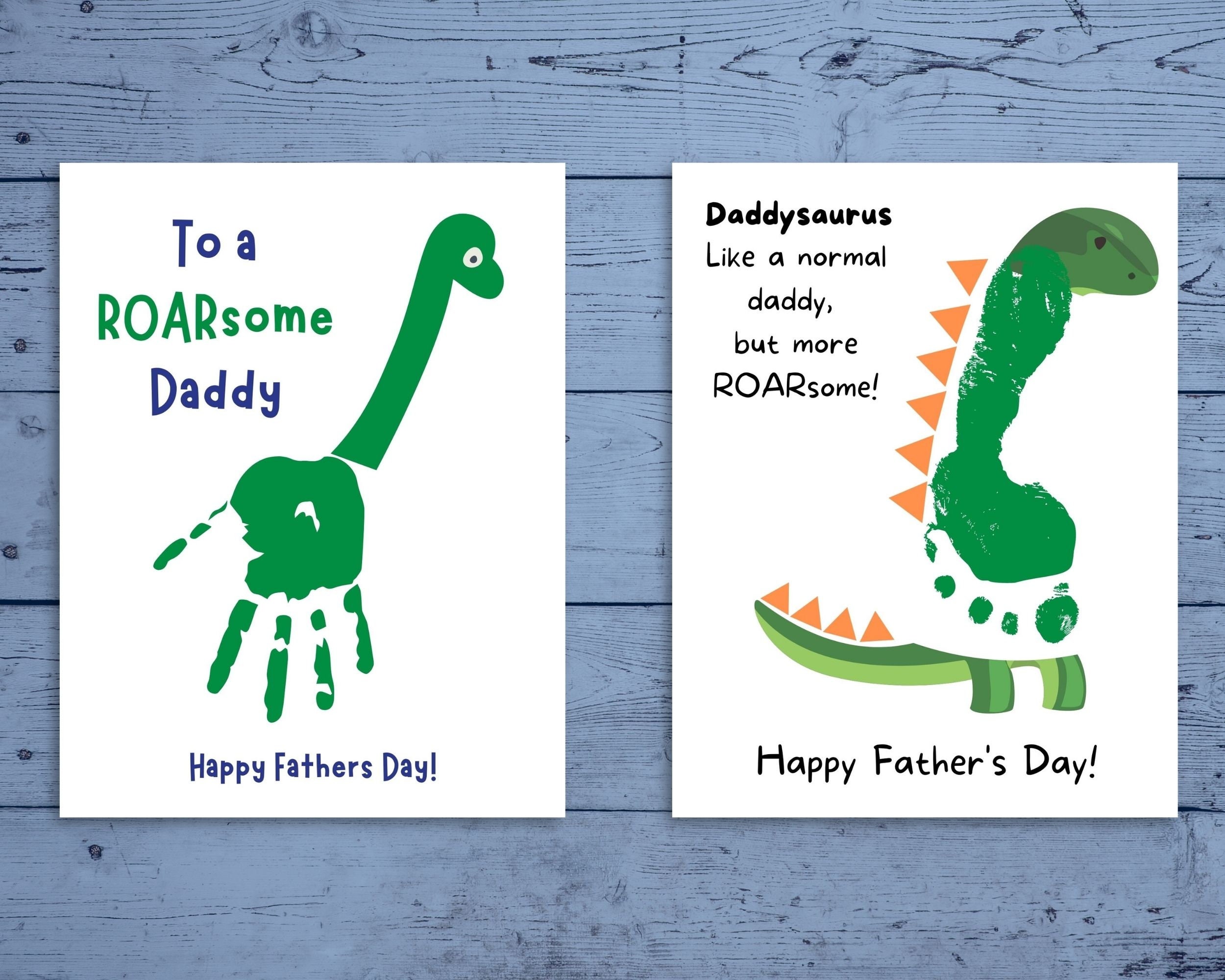 Fathers day card dinosaur baby footprint card happy -  Portugal